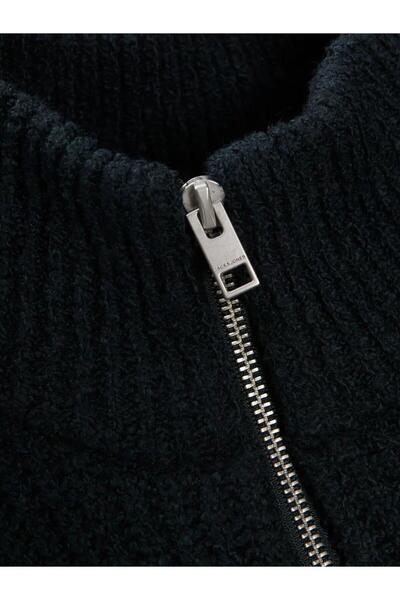 Jack & Jones JPRWINTER KNIT HALF ZIP STYD AW24 FERMUARLI DİK YAKA KAZAK KOYU YEŞİL 12277992-FO