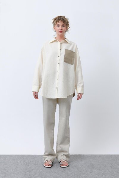 Puane Kadın Arkası Nakışlı Gömlek -32232GML