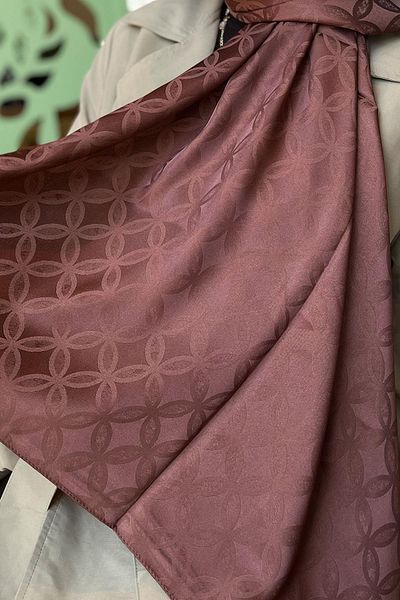 Sultan Eşarp Sultan Jacquard Shawl - Flower Pattern - Slj001-13 - Brown