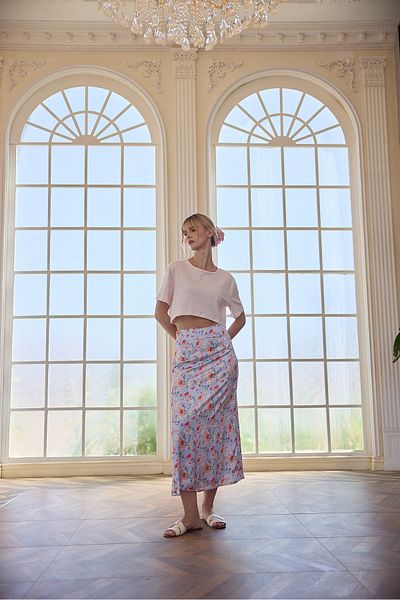 LAMODEMAPASS Pina Floral Satin Skirt