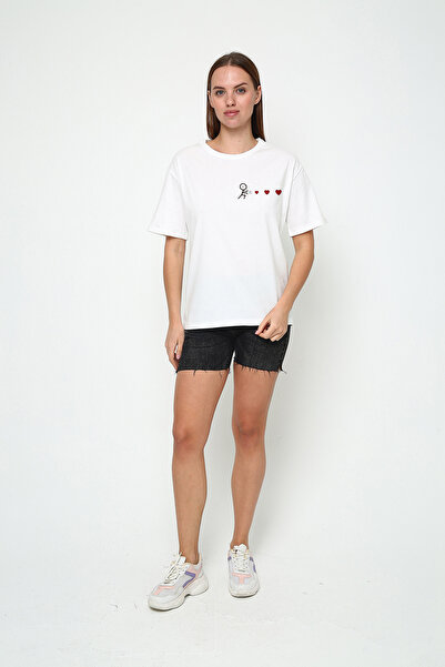 vikitekno oversized μικροσκοπικές καρδιές με τύπωμα σχέδια μπλουζάκια