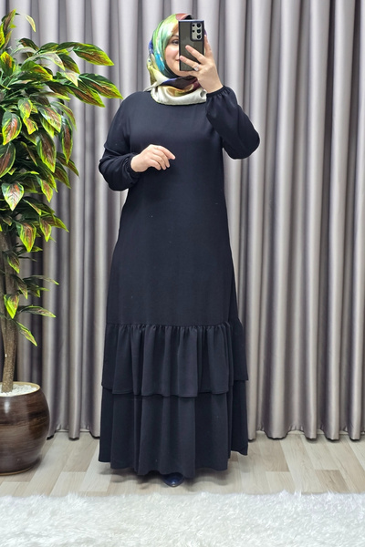 Elmas Tesettür Γυναικεία Ρούχα Μασούρι Φόρεμα Κρεπ Διπλής Επικάλυψης Μεγάλου ...