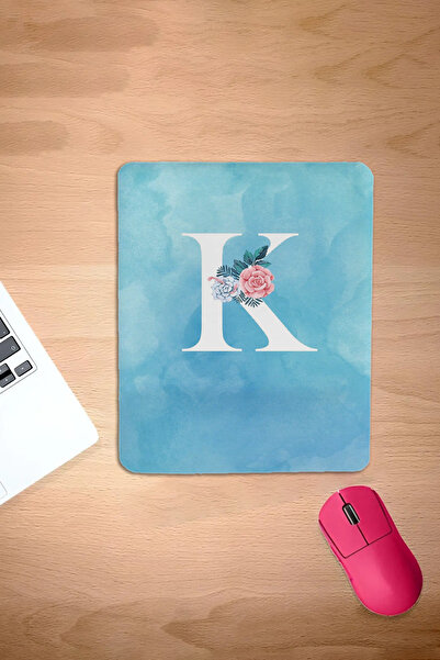 KARMAT Dreptunghi, litera K albastră, mousepad personalizat cu literă, mousep...