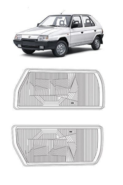 CMEPARTS Skoda Favorit , Forman 1988 - 1995 Uyumlu Sağ + Sol Far Camı Takım 2...