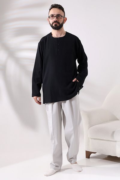 semazen Linen Hajj and Umrah Men's Shalwar Trousers Gray