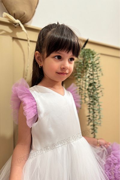 penu baby kids Lilac Carnival Detailed Short Sleeve Baby Girl Dress