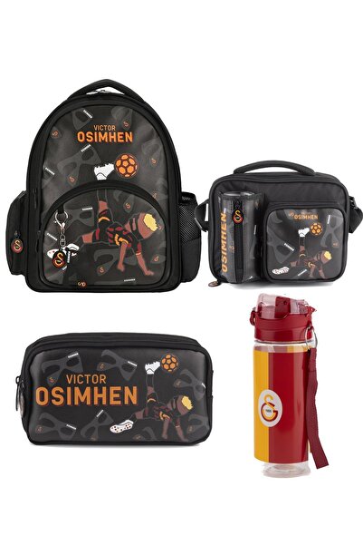 Galatasaray Lisanslı Victor OsmHen Parçalı Suni Deri Okul Sırt Çanta Seti 4 Lü Çanta Seti