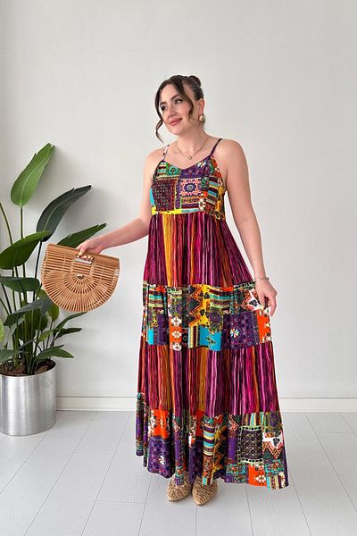MaziButik Rochie Gipsy cu bretele roz
