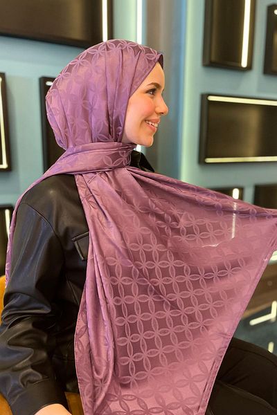 Sultan Eşarp Sultan Jacquard Shawl - Flower Pattern - Slj001-21 - Pink