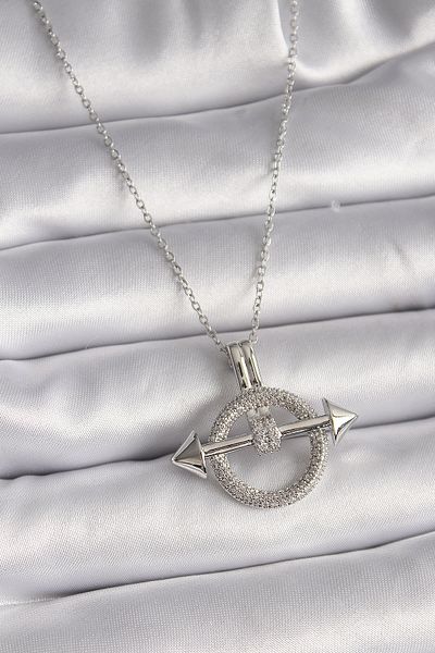 Skygo 316L Steel Silver Color Chain Zircon Stone Ring Model Women's Necklace - Tj-Bko9506