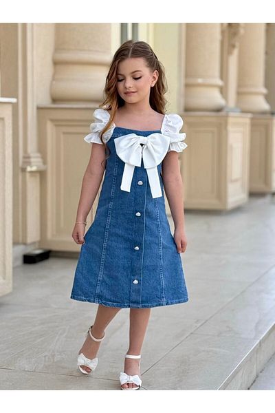 Ribbon kids Дънкова рокля + панделка за коса