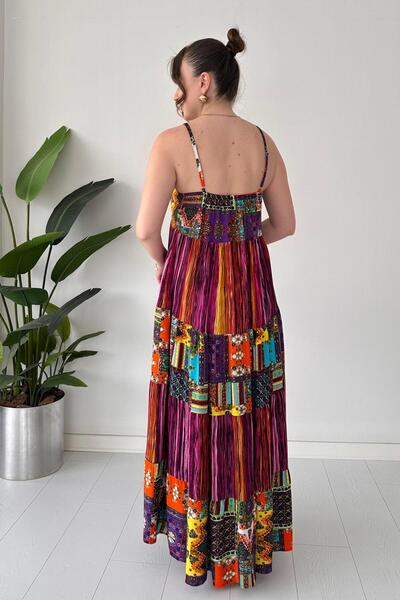 MaziButik Askılı Gipsy Elbise Pembe