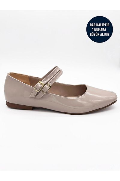 MAGGIO Piele lacuita bej Mary Jane Cute Banded Confortabil Hot One Number