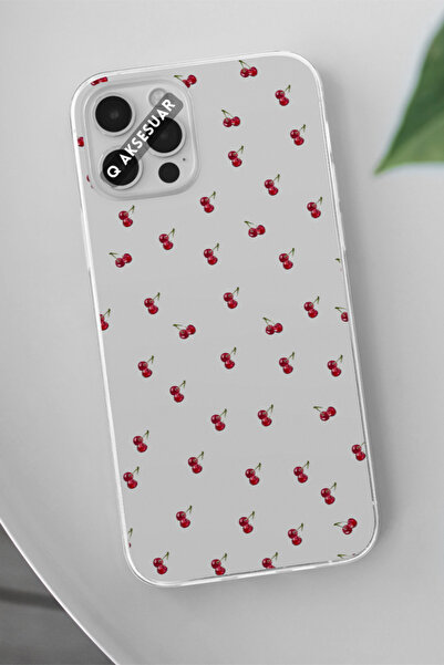 Q Aksesuar Samsung Galaxy Note 10 Lite Uyumlu Mini Kiraz Tasarımlı Şeffaf Tel...