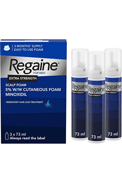 Regaine رغوة فروة الرأس والجلد فائقة القوة (3 × 73 مل)، علاج لإعادة نمو الشعر...