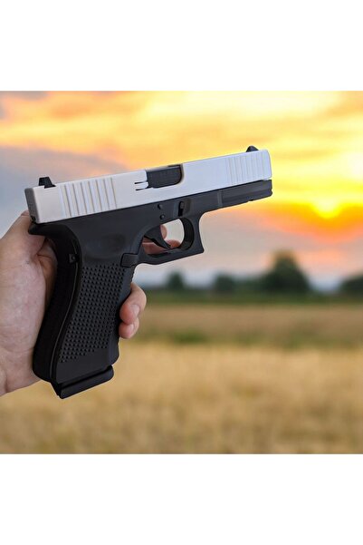 3DŞehri Glock Maketi - Gümüş | Kilitli Üst Kısım | Hareketli