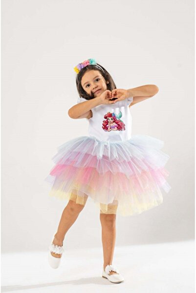 YAĞMUR KOStütüM Taç Hediyeli Sevimli Deniz Kızı Temalı Kız Çocuk Beyaz Doğum ...