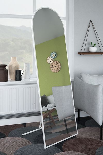 Marsah Home Semi-oval floor mirror with stand 180x60 Cm White