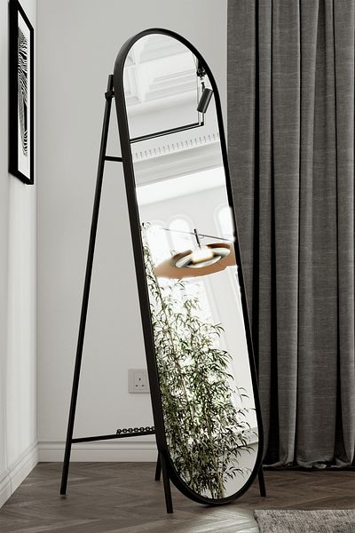 Marsah Home Floor Mirror with Stand Helis 180x50 Cm Black