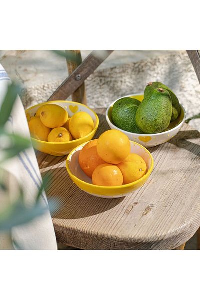 PINKU Ceramics Sunny Day Ceramic Handmade 16X6.5 cm Set of 3 Bowls - (Ideal for Granola, Salad, Pasta)