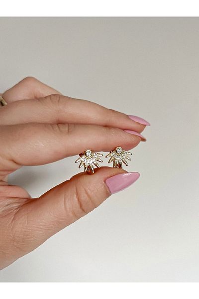 Lavienta Gold Half Sun Model Vip Earrings