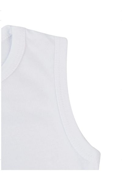 Kujju White 5-Piece Snap-On Crew Neck Rib Baby Basic Badi - 3-9 Months