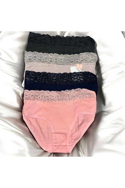 Dominant Set of 4 Lace Women's Panties - Gray/Pink/Mink/Navy Blue