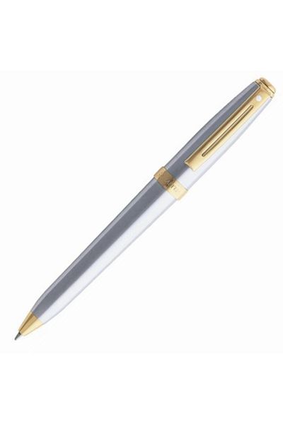 Sheaffer Ballpoint Pen Prelude Gold Clip And Ring Chrome 342-2