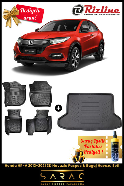 Rizline Honda HRV 2013-2021 Havuzlu Paspas & Bagaj Havuzu Seti+HEDİYELİ!
