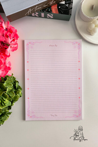 Flowery Paper A4 Notepad - Memopad,Check List ,Bloknot ,Not kağıdı, Okul Defteri