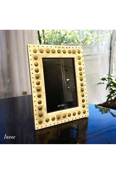 Invee Cream Tumbled 25X20 cm Real Bone Decorative and Picture Frame