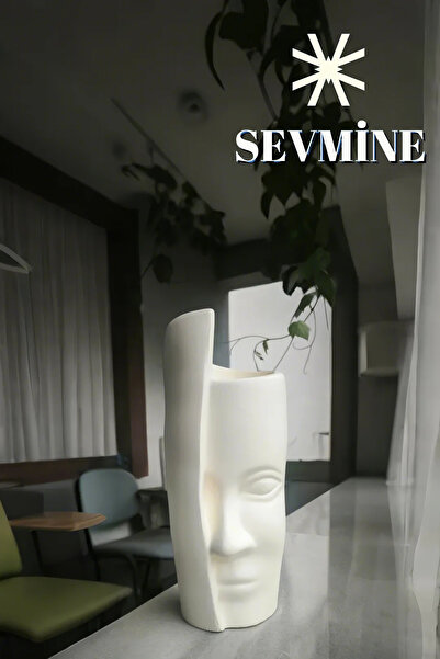 SEVMİNE Βάζο από μονόπλακα σκυρόδεμα Bohemian Scandinavian Cream 31 εκ. | Δώρο Μοντέρνο και κομψό σχέδιο