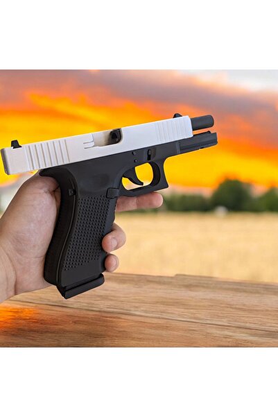 3DŞehri Glock Maketi - Gümüş | Kilitli Üst Kısım | Hareketli