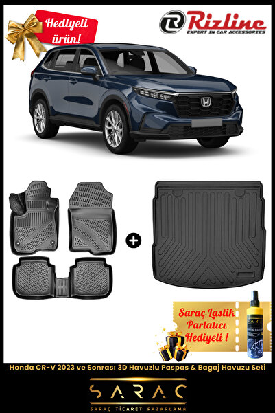 Rizline Honda CRV 2023 ve Sonrası Havuzlu Paspas & Bagaj Havuzu Seti+HEDİYELİ!