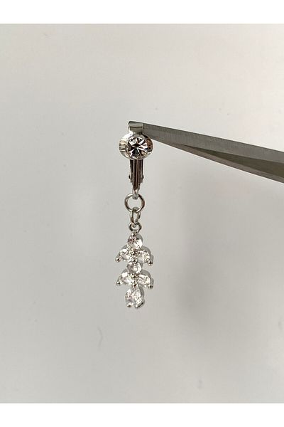 kurukafagift Steel Belly Piercing Magnet Without Hole Use Compression Flower Dangle Long Model