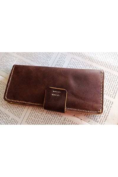 Mahfuz Fully Handmade Real Leather Wallet from Cutting to Sewing 12 Cards 2 Banknote Areas (19.4Cm*8.5Cm) W123