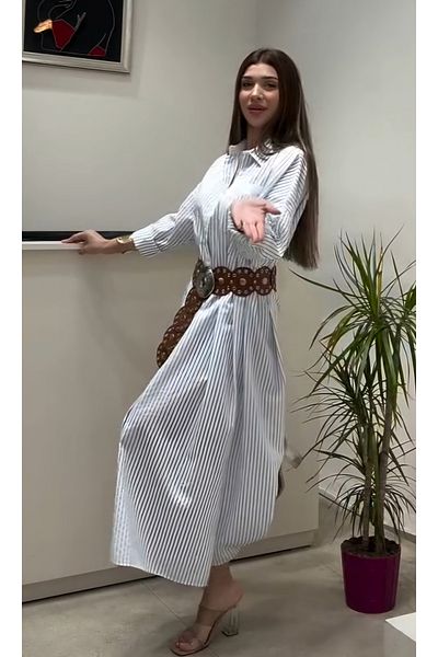 Şamdan Rochie lungă cu guler cămașă cu nasturi