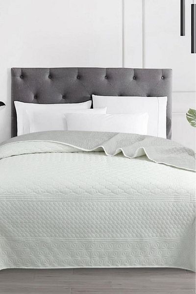 Çeyiz Diyarı Ultrasonic Quilted Doremi Double Sided Single Bed Cover Cream