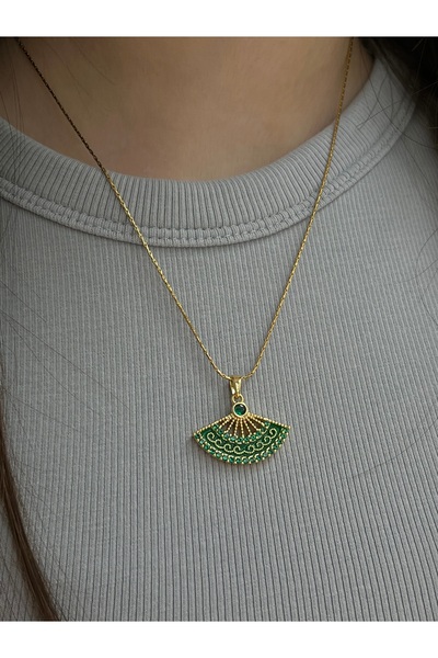 Twinssis Accessories الصلب الزركون حجر مروحة قلادة