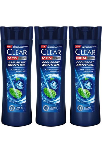 Clear Men's Anti-Dandruff Shampoo Cool Sport Menthol 350 ml X 3 Pcs