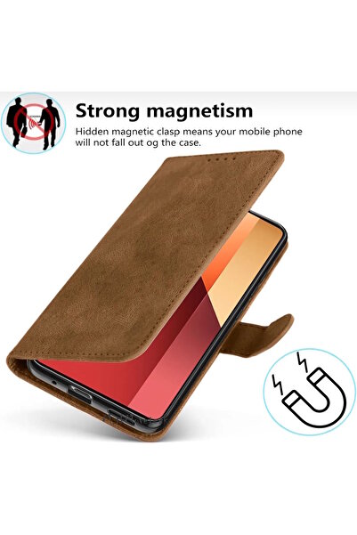 m.tk moveteck Xiaomi Redmi Note 14 Pro 5G Kılıf 360 Tam Kaplar Deri Dokulu Kapaklı Cüzdan Stand Kartvizitli Kapak