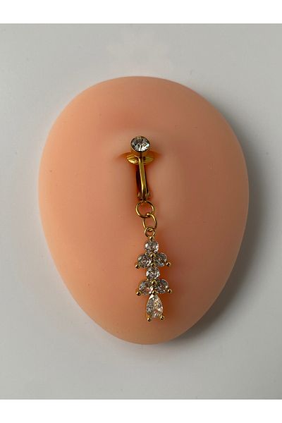 kurukafagift Steel Belly Piercing Magnet Without Hole Use Compression Flower Dangle Long Model