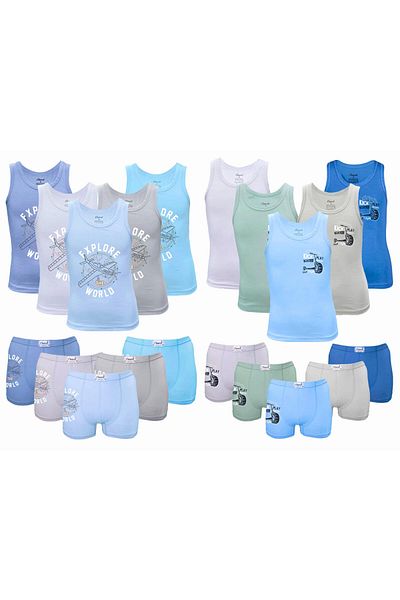 Onurel 10-Piece Explore World Printed & Scooter Printed Boys' Lycra Colorful Athlete Boxer Set