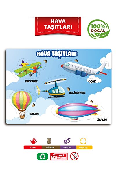 TIME TABLE AHŞAP EĞİTİCİ ÖĞRETİCİ HAVA TAŞITLARI SOK TAK BUL TAK PUZZLE