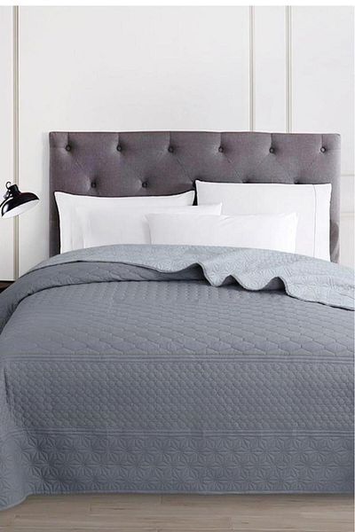 Çeyiz Diyarı Ultrasonic Quilted Doremi Double Sided Double Bed Cover Gray