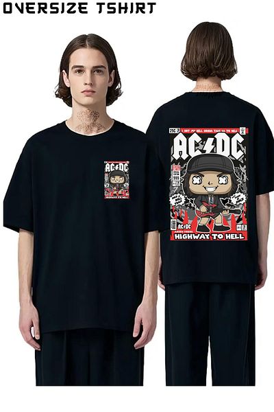ZOKAWEAR Acdc Custom Back Printed Oversize T-Shirt