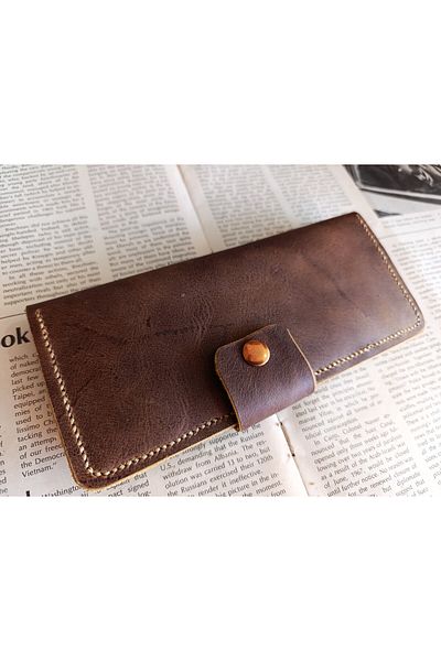 Mahfuz Fully Handmade Real Leather Wallet from Cutting to Sewing 12 Cards 2 Banknote Areas (19.4Cm*8.5Cm) W123