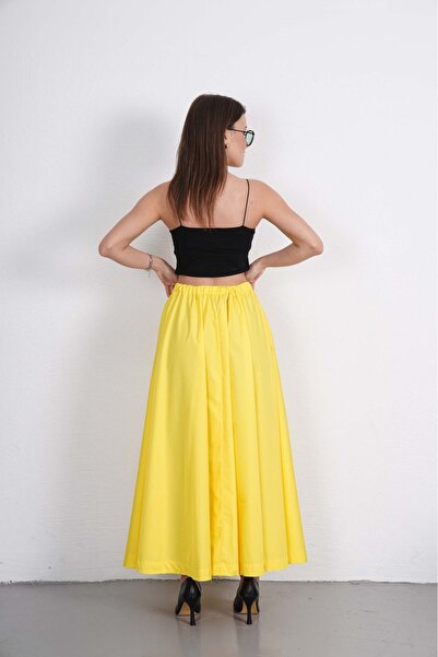 Makarina KADIN BELİ LASTİKLİ BOL KESİM KİLOŞ UZUN ETEK