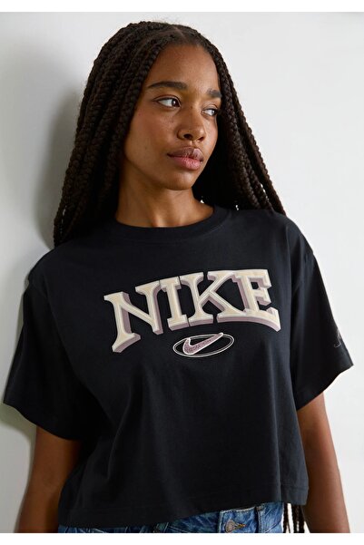 Nike Спортивний одяг Футболка Varzity Cropped Siyah Kadın