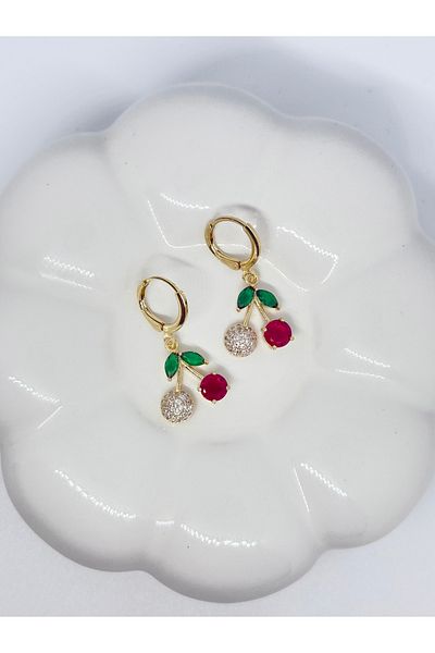 sulyra Rhinestone Cherry Earrings